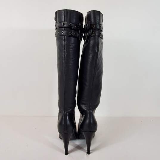 Arturo Chiang Kabili Black Leather Tall Knee Zip Riding Heel Boots Size 6 M image number 4