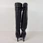 Arturo Chiang Kabili Black Leather Tall Knee Zip Riding Heel Boots Size 6 M image number 4