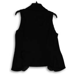 NWT Womens Black Ruffle Welt Pocket Sleeveless Open Front Vest Size 10 alternative image