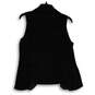 NWT Womens Black Ruffle Welt Pocket Sleeveless Open Front Vest Size 10 image number 2
