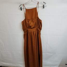 Ann Taylor copper orange satin halter maxi dress S nwt alternative image