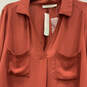 NWT Womens Red Stylish Pockets 3/4 Sleeve Collared Blouse Top Size Large image number 3