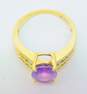 14K Yellow Gold Oval Amethyst 0.16 CTTW Diamond Ring 4.7g image number 3