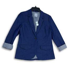 NWT Gap Mens Blue Notch Lapel Long Sleeve Single Breasted One-Button Blazer 14