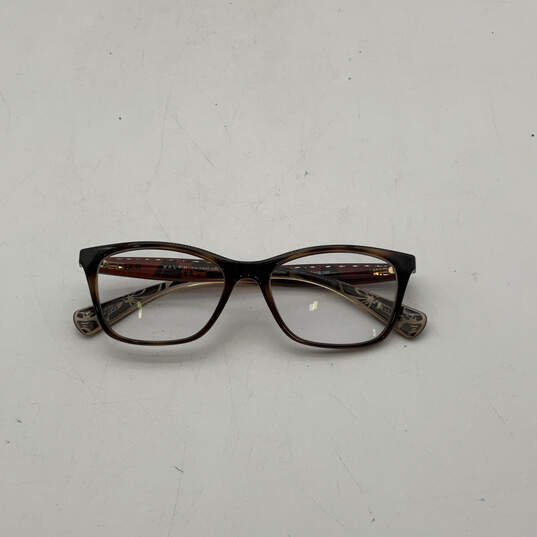 Womens RA7071 Clear Lens Brown Full-Rim Prescription Rectangle Eyeglasses image number 4