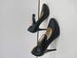 Black Leather W/ Strap High Heels Shoes Size 8.5M image number 2
