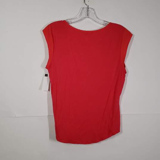 Womens Round Neck Cap Sleeve Chest Pocket Pullover Blouse Top Size Small image number 2