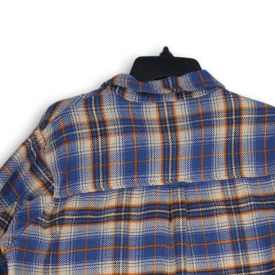 NWT American Eagle Mens Blue Orange Plaid Long Sleeve Button-Up Shirt Size L image number 4