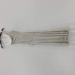 NWT Womens Silver Glitter One Shoulder Ruched Stretch Maxi Dress Size Small alternative image
