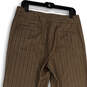NWT Women Brown Pin Striped Flat Front Pockets Wide Leg Dress Pants Size 10 image number 4