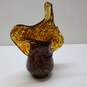Hand Blown Art Glass Amber Shade Tortoiseshell Pendant Hanging Light image number 2