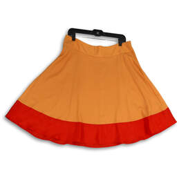 Womens Orange Red Elastic Waist Flat Front Pull-On A-Line Skirt Size Large
