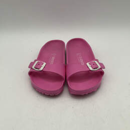 Womens Madrid Pink Buckle Strap Open Toe Slip-On Slide Sandals Size 6