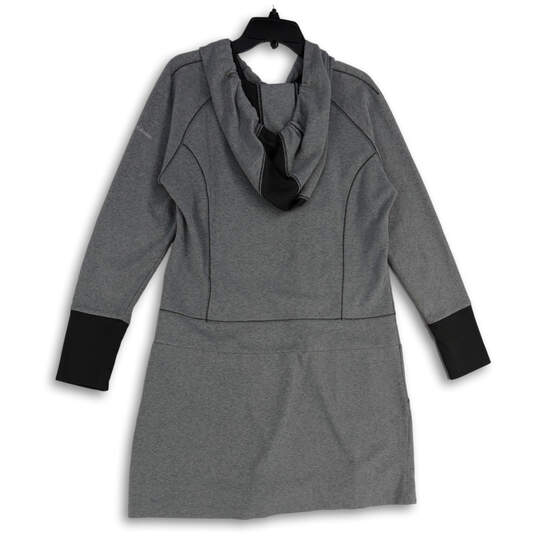 Womens Omni-Wick Gray Long Sleeve Pockets Hooded Sweater Dress Size XL image number 4