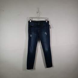 Womens Medium Wash 5 Pocket Design Distressed Skinny Leg Jeans Size 8R