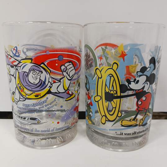 2 McDonalds Disney 100 Years of Disney Drinking Glasses Donald duck & Buzz  Lightyear