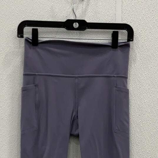 Womens Purple Elastic Waist Pockets Pull-On Ankle Leggings Size Small image number 3