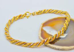 18K Two Tone Gold Twisted Rope Chain Bracelet 13.6g alternative image