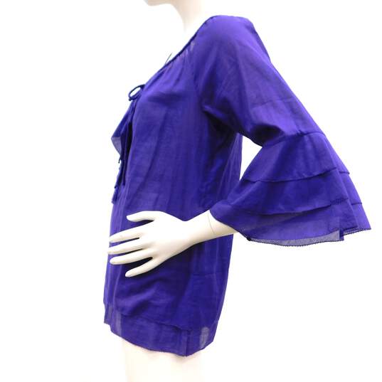 Diane Von Furstenberg Purple Cotton Sheer Blouse image number 2