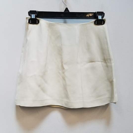 Womens Pearl White Flat Front Side Zip Short A-Line Skirt Size XS image number 2