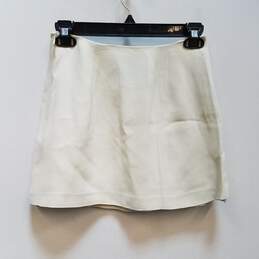 Womens Pearl White Flat Front Side Zip Short A-Line Skirt Size XS alternative image