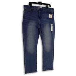 NWT Mens Blue Denim Medium Wash Pockets Stretch Straight Leg Jeans Sz 34/30