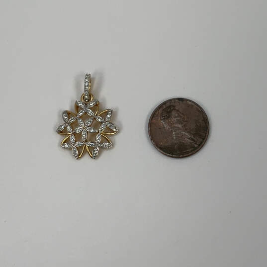 Designer Swarovski Gold-Tone Clear Crystal Stone Flower Charm Pendant image number 2