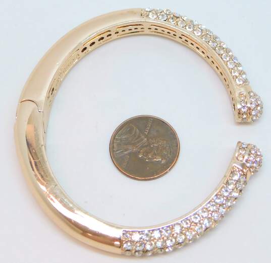 Designer Joan Boyce Swarovski Crystal Pave Rose Gold Plated Hinged Cuff Bangle Bracelet image number 8
