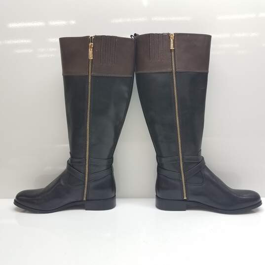 Michael Kors 'Preston' SG19F Black/Brown 17in Knee High Boots Women's Size 8.5 image number 3