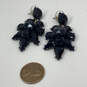 Designer J. Crew Black Crystal Cut Stone Flower Shape Dangle Earrings image number 4