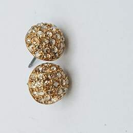 Givenchy Gold Tone Crystal Dome Post Earrings 3.0g