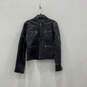 Mens Blue Leather Long Sleeve Pockets Full-Zip Biker Jacket Size 2X-Large image number 1
