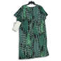 NWT Womens Green Black Printed V-Neck Short Sleeve Shift Dress Size 22W image number 2
