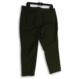 Womens Green Flat Front Stretch Pockets Straight Leg Ankle Pants Size 14S alternative image
