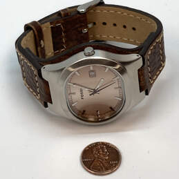 Designer Fossil Sliver-Tone Brown Adjustable Strap Analog Wristwatch alternative image