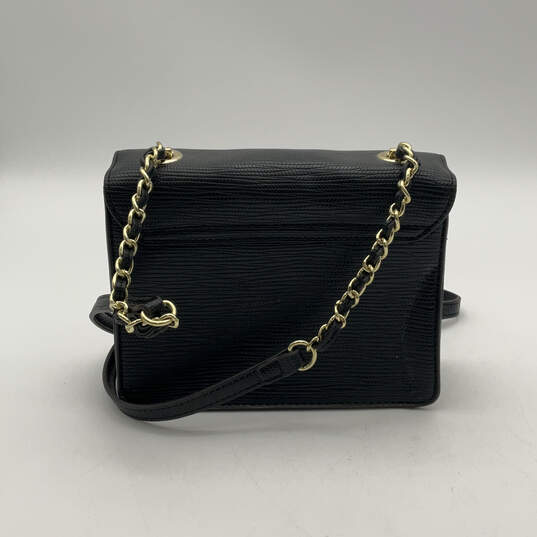 Womens Black Leather Inner Pocket Adjustable Strap Stylish Crossbody Bag image number 2