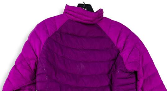 Womens Pink Long Sleeve Zipped Pockets Full Zip Puffer Jacket Size Medium image number 4