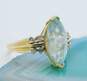 14K Yellow Gold Marquise Cut Blue Topaz & Diamond Accent Ring 3.7g image number 2