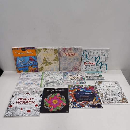Lot of 12 Assorted Adult Coloring Books image number 1