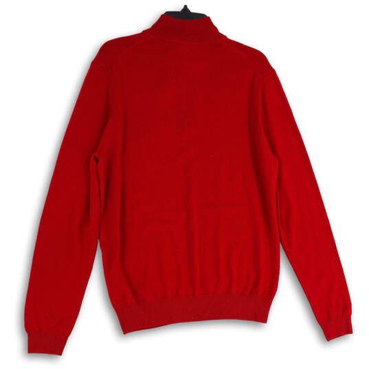 NWT Mens Red Mock Neck Long Sleeve Quarter Zip Pullover Sweater Size L image number 4