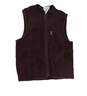 Mens Brown Abstract Leather Sleeveless Pockets Full Zip Vest Size Large image number 1