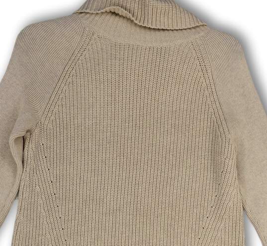 Womens Beige Knitted Long Sleeve Turtleneck Pullover Sweater Size Small image number 3