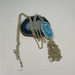 Designer Kendra Scott Rayne Chain Turquoise Stone Tassel Pendant Necklace alternative image