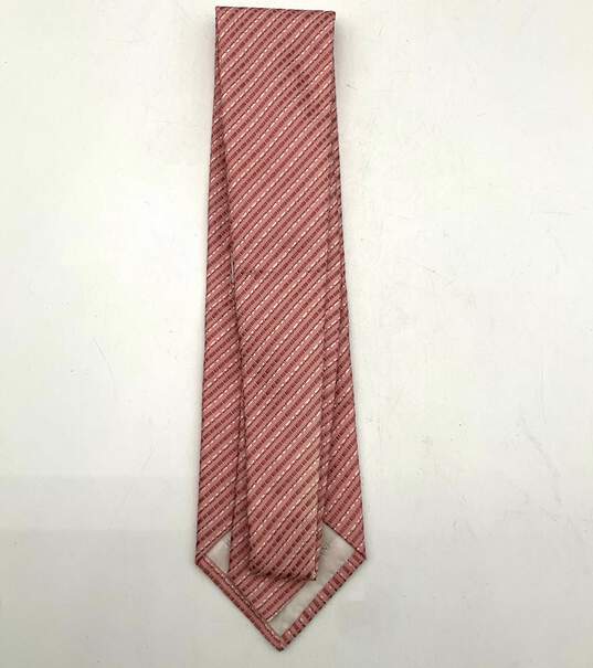 Giorgio Armani Coral Pink Textured Stripe Silk Tie image number 2