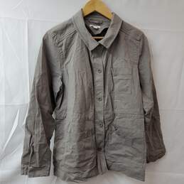 Eileen Fisher Gray Cotton Button-Up Shirt Jacket Women's LG