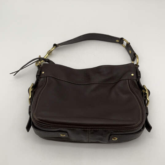 Womens Zoe Brown Leather Adjustable Strap Inner Pockets Zipper Hobo Bag image number 1
