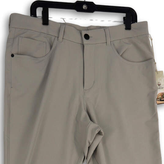 NWT Mens Gray Flat Front 4 Way Stitch Straight Leg Chino Pants Size 36x32 image number 3