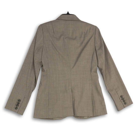 Womens Gray Notch Lapel Long Sleeve Flap Pocket Two Button Blazer Size 4 image number 2