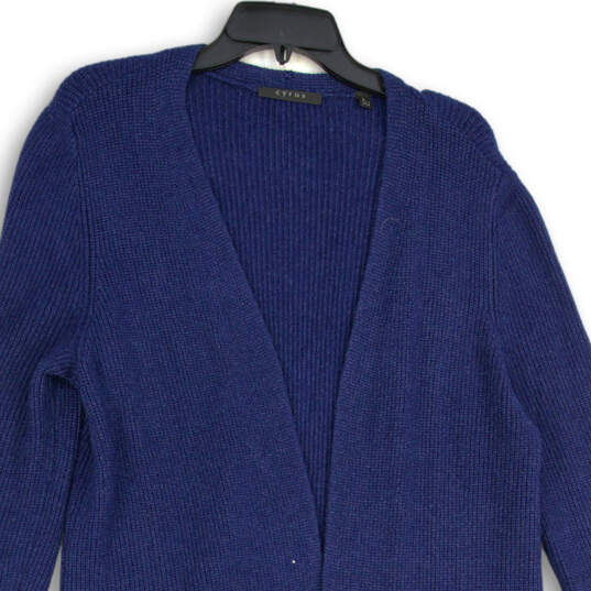Womens Blue Long Sleeve Knitted Open Front Cardigan Sweater Size Large image number 3