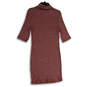 NWT Womens Red Tight-Knit Turtle Neck Knee Length Sweater Dress Size 12 image number 2